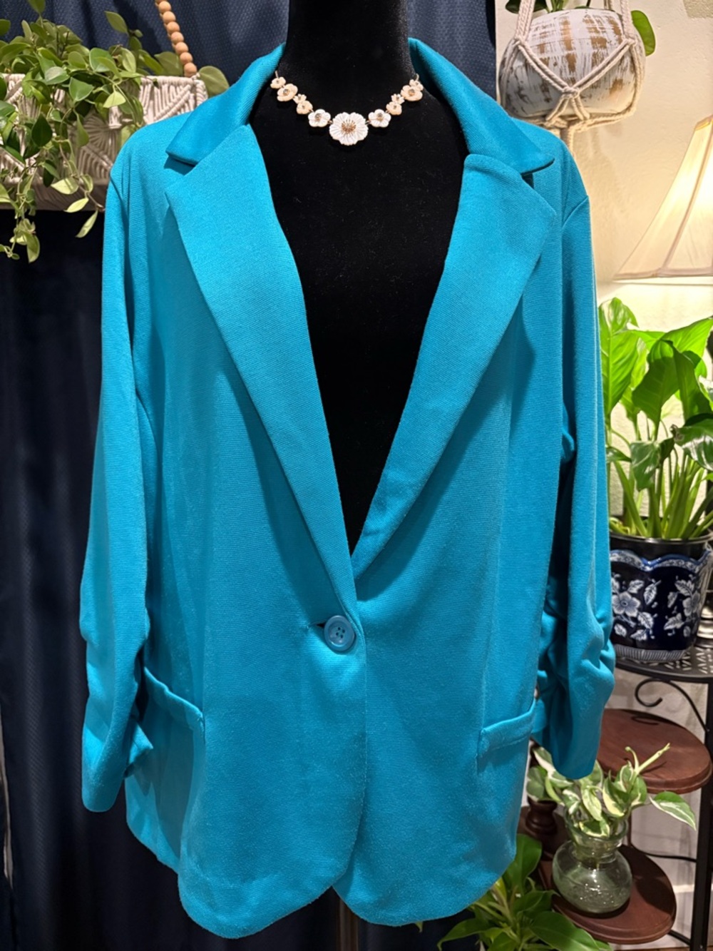 Beverly Drive Teal Open-Front Blazer